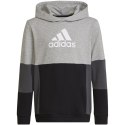 Bluza dla dzieci adidas Colourblock Hoodie szaro-czarna HN8563