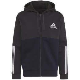 Bluza męska adidas Essentials Colorblock Fleece Full-Zip Hoodie szaro-granatowa HK2879