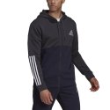 Bluza męska adidas Essentials Colorblock Fleece Full-Zip Hoodie szaro-granatowa HK2879