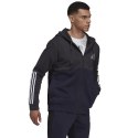 Bluza męska adidas Essentials Colorblock Fleece Full-Zip Hoodie szaro-granatowa HK2879