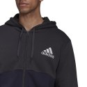 Bluza męska adidas Essentials Colorblock Fleece Full-Zip Hoodie szaro-granatowa HK2879