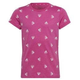 Koszulka dla dzieci adidas Brand Love Print Cotton Tee różowa IB8920