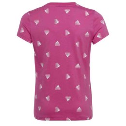 Koszulka dla dzieci adidas Brand Love Print Cotton Tee różowa IB8920