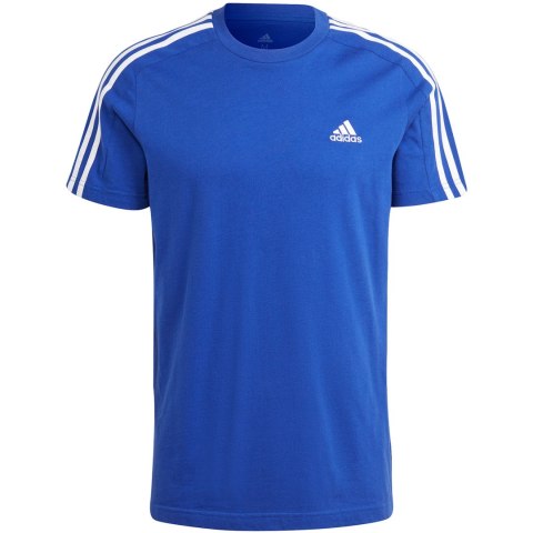 Koszulka męska adidas Essentials Single Jersey 3-Stripes niebieska IC9338