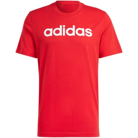 Koszulka męska adidas Essentials Single Jersey Linear Embroidered Logo czerwona IC9278