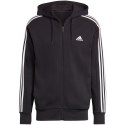 Bluza męska adidas Essentials French Terry 3-Stripes Full-Zip Hoodie czarna IC0433