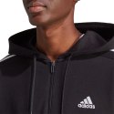 Bluza męska adidas Essentials French Terry 3-Stripes Full-Zip Hoodie czarna IC0433