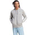 Bluza męska adidas Essentials French Terry 3-Stripes Full-Zip Hoodie szara IC9833