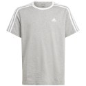 Koszulka dla dzieci adidas Essentials 3-Stripes Cotton Loose Fit Boyfriend Tee szara IC3637