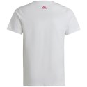 Koszulka dla dzieci adidas Essentials Linear Logo Cotton Slim Fit Tee biała IC3150