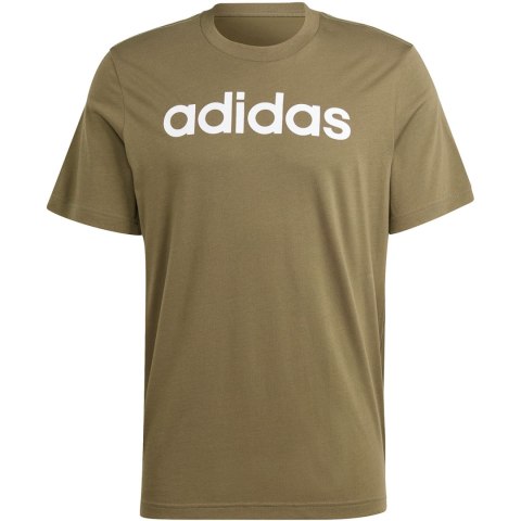 Koszulka męska adidas Essentials Single Jersey Linear Embroidered Logo Tee khaki IC9280