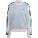 Bluza damska adidas Essentials 3-Stripes Half-Neck Fleece błękitno-kremowa IL3292