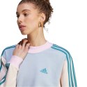 Bluza damska adidas Essentials 3-Stripes Half-Neck Fleece błękitno-kremowa IL3292