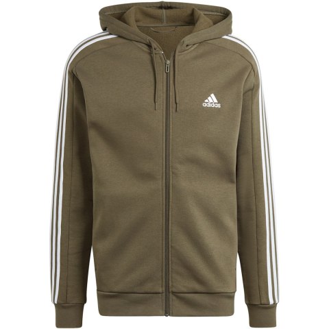 Bluza męska adidas Essentials Fleece 3-Stripes Full-Zip zielona IJ6492