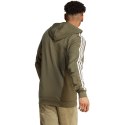 Bluza męska adidas Essentials Fleece 3-Stripes Full-Zip zielona IJ6492