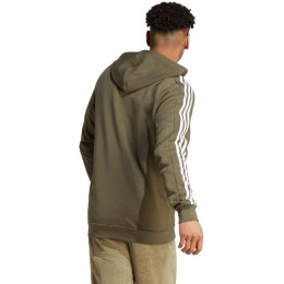 Bluza męska adidas Essentials Fleece 3-Stripes Full-Zip zielona IJ6492