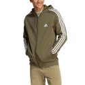 Bluza męska adidas Essentials Fleece 3-Stripes Full-Zip zielona IJ6492