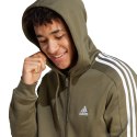 Bluza męska adidas Essentials Fleece 3-Stripes Full-Zip zielona IJ6492