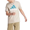 Koszulka męska adidas Essentials Single Jersey Big Logo Tee beżowa IJ8575