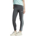 Legginsy damskie adidas Essentials 3-Stripes High-Waisted Single ciemnoszare IL3310