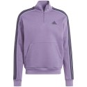 Bluza męska adidas Essentials Fleece 3-Stripes 1/4-Zip fioletowa IJ8912