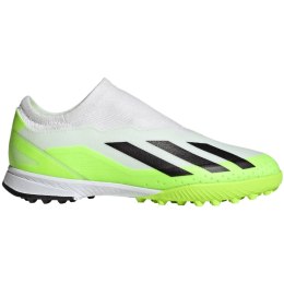 Buty piłkarskie dla dzieci adidas X Crazyfast.3 Laceless TF biało-zielone IE1499