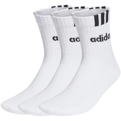 Skarpety adidas 3-Stripes Linear Half-Crew Cushioned 3P białe HT3437