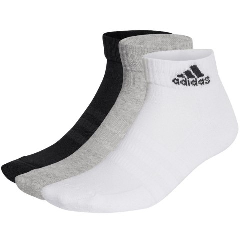 Skarpety adidas Cushioned Sportswear Ankle Socks 3P białe, szare, czarne IC1281