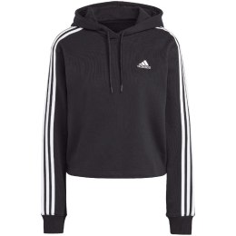 Bluza damska adidas Essentials 3-Stripes French Terry Crop Hoodie czarna IC8767