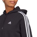 Bluza damska adidas Essentials 3-Stripes French Terry Crop Hoodie czarna IC8767