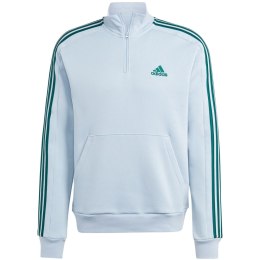 Bluza męska adidas Essentials Fleece 3-Stripes 1/4-Zip błękitna IJ8909