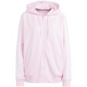 Bluza damska adidas Essentials 3-Stripes French Terry Oversized Full-Zip Hoodie różowa IR6132