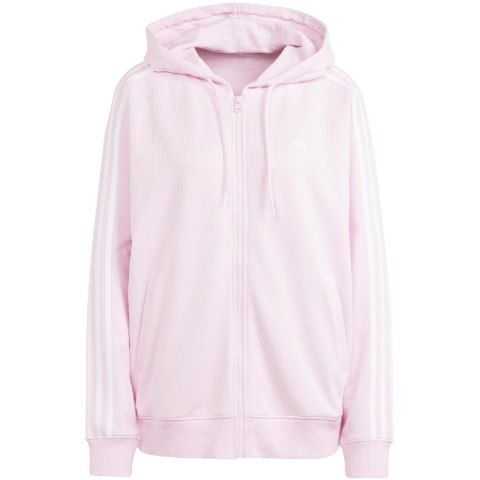 Bluza damska adidas Essentials 3-Stripes French Terry Oversized Full-Zip Hoodie różowa IR6132