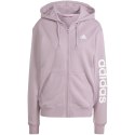 Bluza damska adidas Essentials Linear Full-Zip French Terry Hoodie fioletowa IS2073