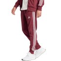 Spodnie męskie adidas Essentials French Terry Tapered Cuff 3-Stripes bordowe IS1366