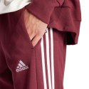 Spodnie męskie adidas Essentials French Terry Tapered Cuff 3-Stripes bordowe IS1366