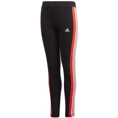 Spodnie dla dzieci adidas Yg Lin 3s Tight czarno-czerwone GD6214