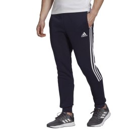 Spodnie męskie adidas Essentials Tapered Cuff 3 Stripes granatowe GK8977