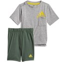 Komplet dla dzieci adidas Infants BOS Logo Summer Set szaro-zielony GM8944