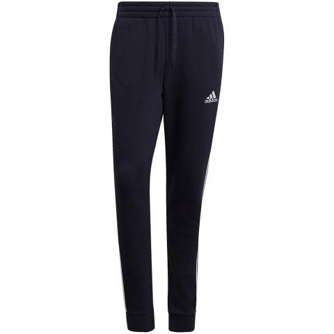 Spodnie męskie adidas Essentials Fleece Tapered Cuff 3-Band Pants granatowe GK8823