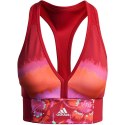 Stanik sportowy damski adidas Farm All-Over-Print Bra Top Aeroready czerwony GM7144