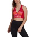 Stanik sportowy damski adidas Farm All-Over-Print Bra Top Aeroready czerwony GM7144