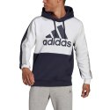 Bluza męska adidas Essentials Colorblock Fleece Hoodie biało-granatowa HE4327