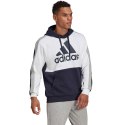 Bluza męska adidas Essentials Colorblock Fleece Hoodie biało-granatowa HE4327