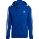 Bluza męska adidas Essentials French Terry 3-Stripes Full-Zip Hoodie niebieska HE4427