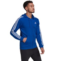 Bluza męska adidas Essentials French Terry 3-Stripes Full-Zip Hoodie niebieska HE4427