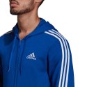 Bluza męska adidas Essentials French Terry 3-Stripes Full-Zip Hoodie niebieska HE4427