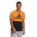 Koszulka męska adidas Essentials Colorblock Single Jersey Tee pomarańczowo-czarna HE4328